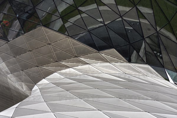 Detail of the facade of BMW Welt