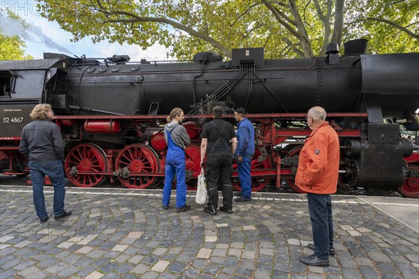 Steam locomotive on the old rails on the banks of the Main