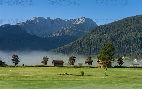 Morning fog on the Wetterstein mountains