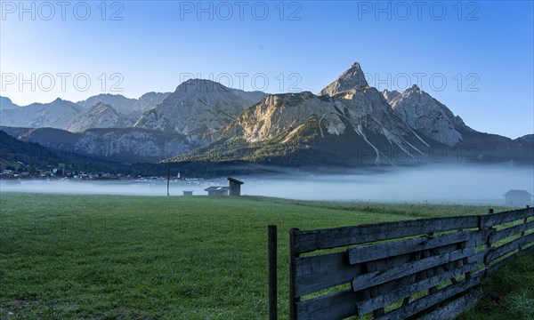 Morning fog on the Wetterstein mountains