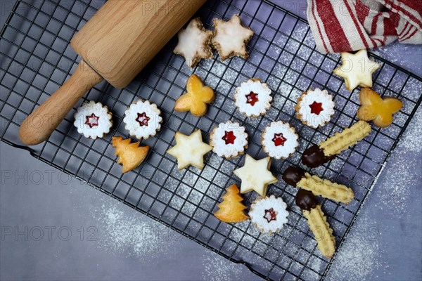 Assorted Christmas Cookies on Cake Rack