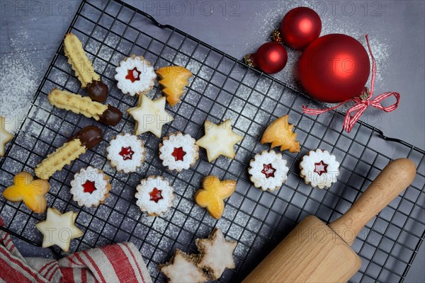 Assorted Christmas Cookies on Cake Rack