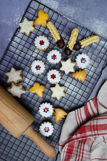 Assorted Christmas Cookies on Cake Rack