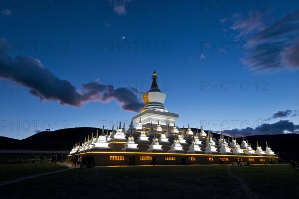 Blue Hour over Tibetan Choerten