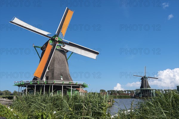 Historic windmill Het Jonge Schaap in the open-air museum Zaanse Schans