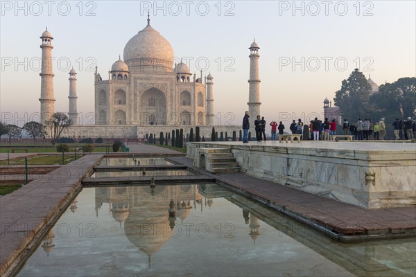 Taj Mahal and its water channel reflection