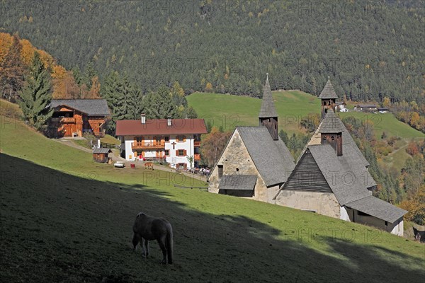 The hamlet of Bad Dreikirchen grew up around three Gothic chapels built together and belongs to the municipality of Barbian in the Eisack Valley