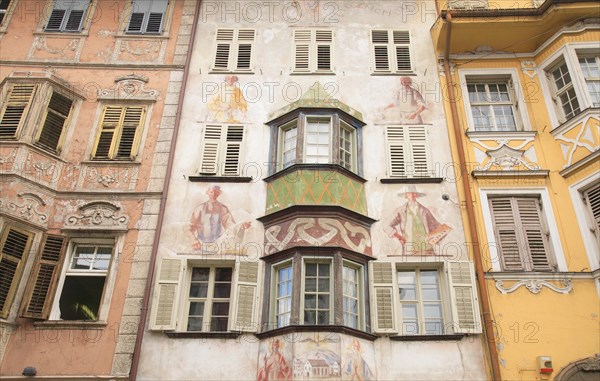 House facades in the old town of Bolzano