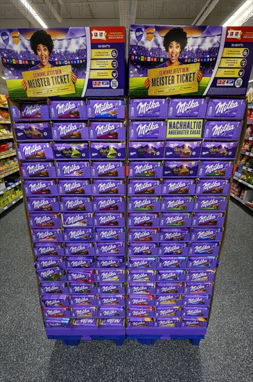 Shelf with chocolate in the wholesale market