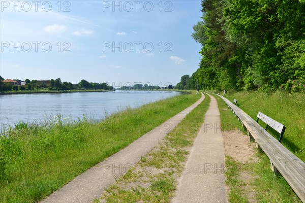 The world's longest bank on the Kiel Canal near Rendsburg