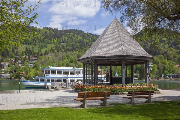 Music pavilion in the spa complex with excursion steamer