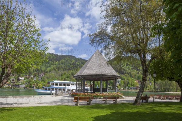 Music pavilion in the spa complex with excursion steamer