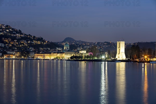 Lake basin with war memorial and cathedral