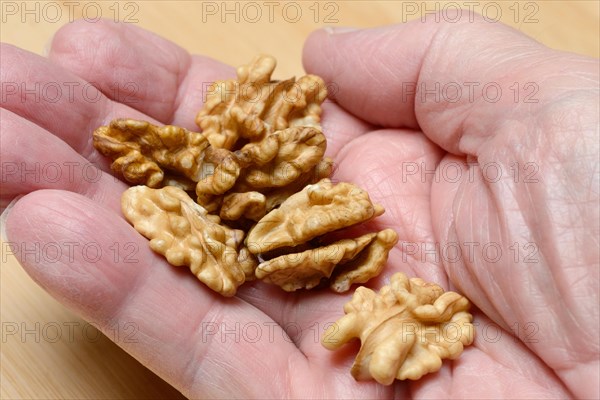 A handful of persian walnuts