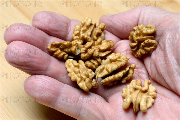 A handful of persian walnuts