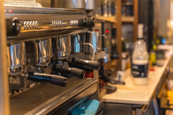 Coffee machine ready for a coffee with milk