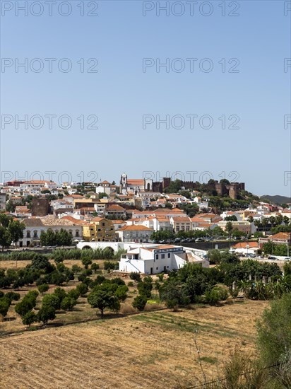 Cityscape of Silves with Moorish Castle and Cathedral on top of the hill