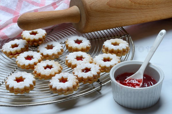 Christmas biscuits and bowl of redcurrant jelly