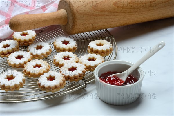 Christmas biscuits and bowl of redcurrant jelly