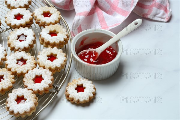 Christmas biscuits and bowl of redcurrant jelly