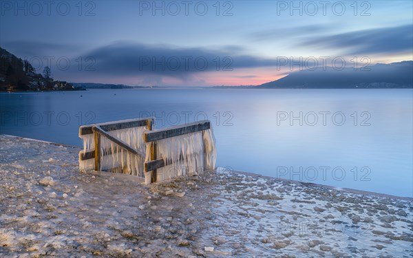 Ice on Lake Attersee at sunrise