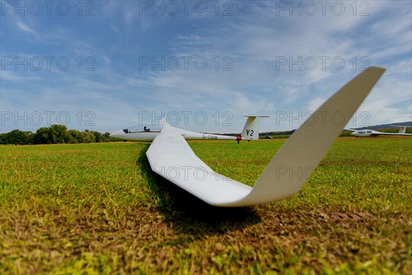 Glider on a runway