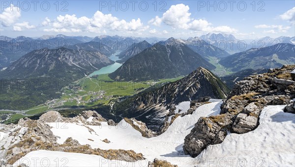 View from Thaneller of Plansee and eastern Lechtal Alps