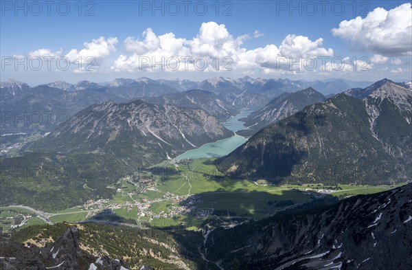 View from Thaneller of Plansee and eastern Lechtal Alps