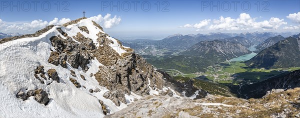 View from the summit of Thaneller to Plansee and eastern Lechtal Alps