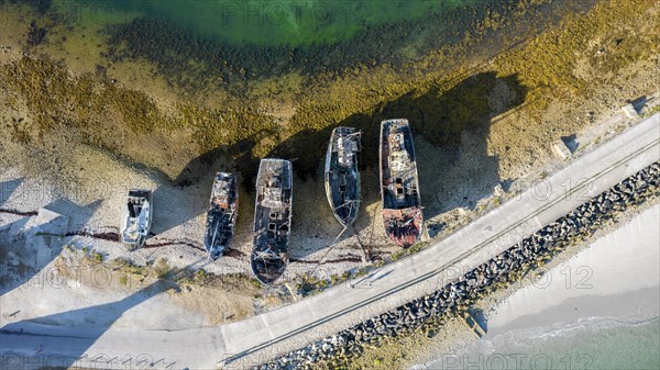 Shipwrecks in Camaret sur Mer harbour in Crozon peninsula