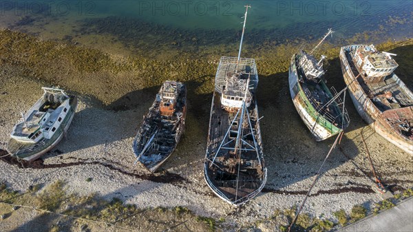 Shipwrecks in Camaret sur Mer harbour in Crozon peninsula