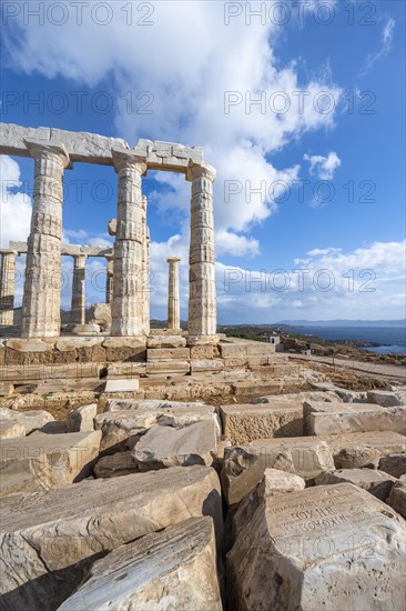 Ruin and columns of the ancient Temple of Poseidon