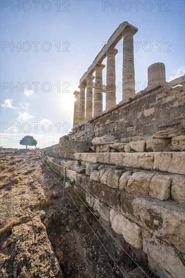 Ruin and columns of the ancient Temple of Poseidon