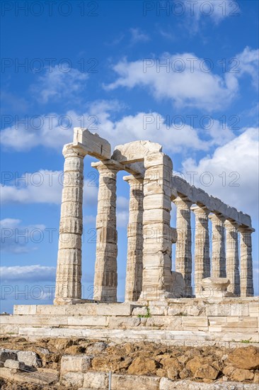 Ruin and columns of the ancient Temple of Poseidon