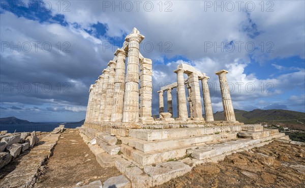 Ruin and columns of the ancient Temple of Poseidon