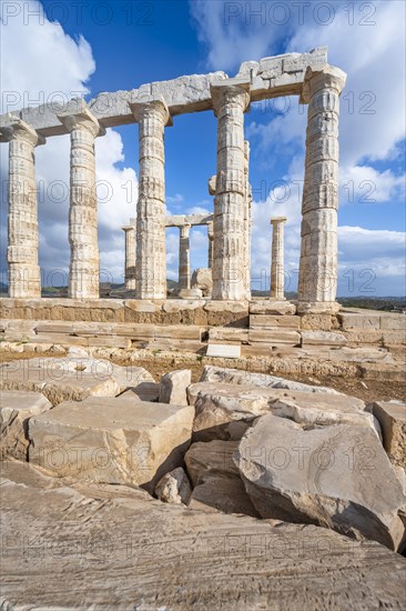 Ruin and columns of the ancient Temple of Poseidon