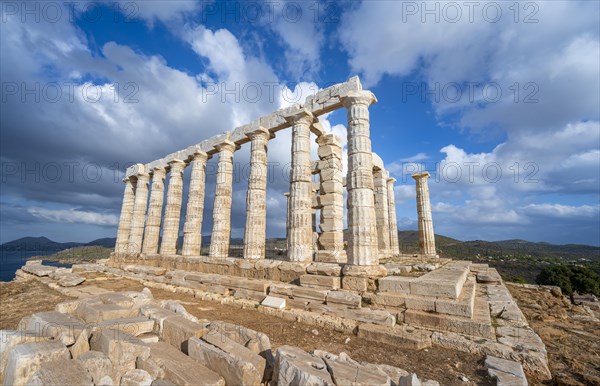 Ruin and columns of the ancient Temple of Poseidon