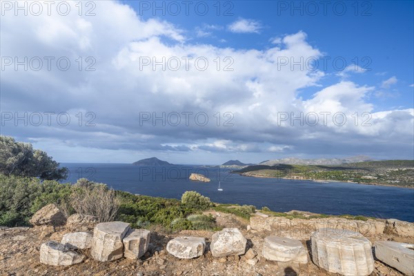 Ruin and columns of the ancient Temple of Poseidon