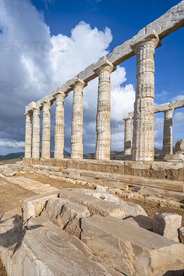 Ruin and columns of the ancient Temple of Poseidon