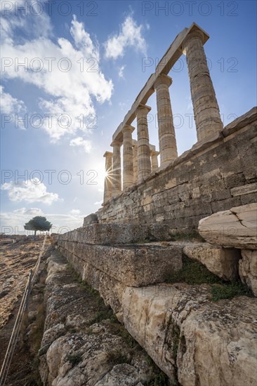 Ruin and columns of the ancient Temple of Poseidon