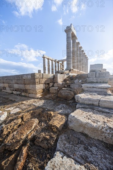 Ruin and columns of the ancient Temple of Poseidon