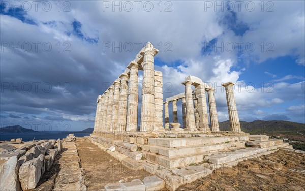 Ruin and columns of the ancient Temple of Poseidon