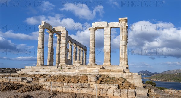 Ruin and columns of the ancient Temple of Poseidon