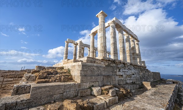 Ruin and columns of the ancient Temple of Poseidon