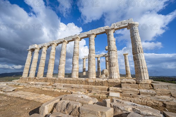 Ruin and columns of the ancient Temple of Poseidon