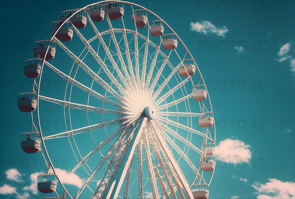 Ferris wheel against blue sky