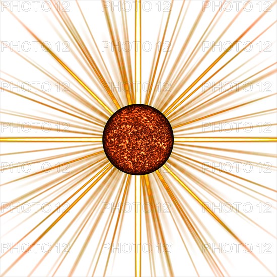 3D rendering of the sun and rays isolated on