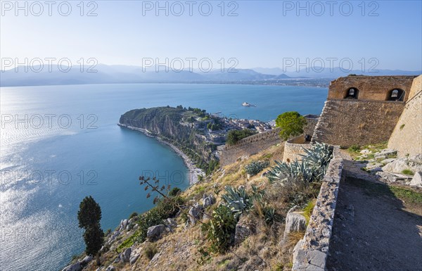 Steep cliff above the sea of Palamidi Fortress