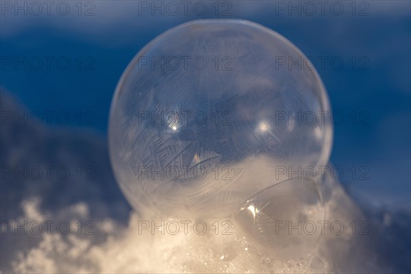 Frozen soap bubble