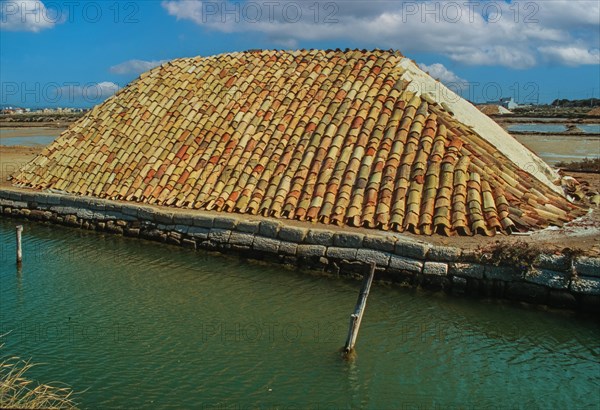 Salt mountain covered with bricks